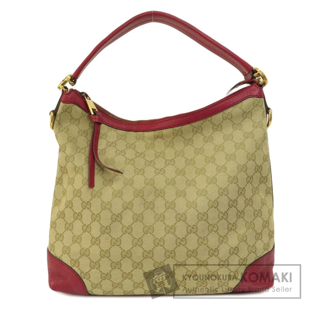 Gucci Miss GG hobo bag beige monogram canvas raspberry red leather